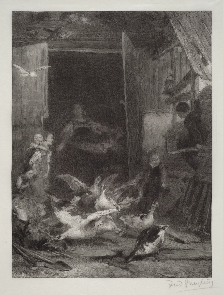 Untitled (Farm Scene) by Frederick Juengling, print, 1886