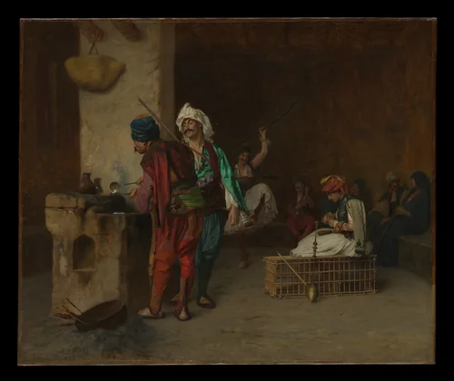 Cafe House, Cairo (Casting Bullets) by Jean-Léon Gérôme, painting, 1870-1884