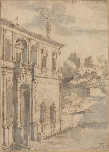 Villa di Papa Giulio by Claude Lorrain, drawing, 1635
