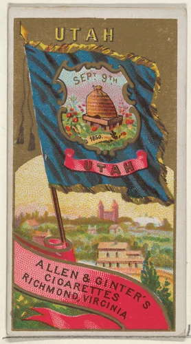 Utah, from Flags of the States and Territories (N11) for Allen & Ginter Cigarettes Brands by Allen & Ginter, print, 1888