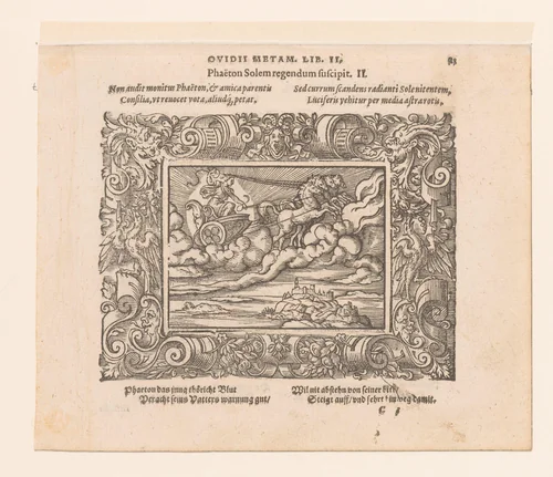 Phaëthon rijdt in de zonnewagen by Virgilius Solis, print, 1569