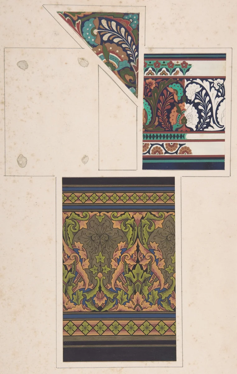 Design drawing by Christopher Dresser, drawing, 1878-1888