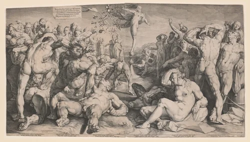 Fortune Distributing Her Gifts by Jan Harmensz. Muller, print, 1590