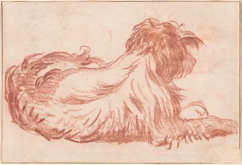 A Dog by Jean-Baptiste Greuze, drawing, 1760