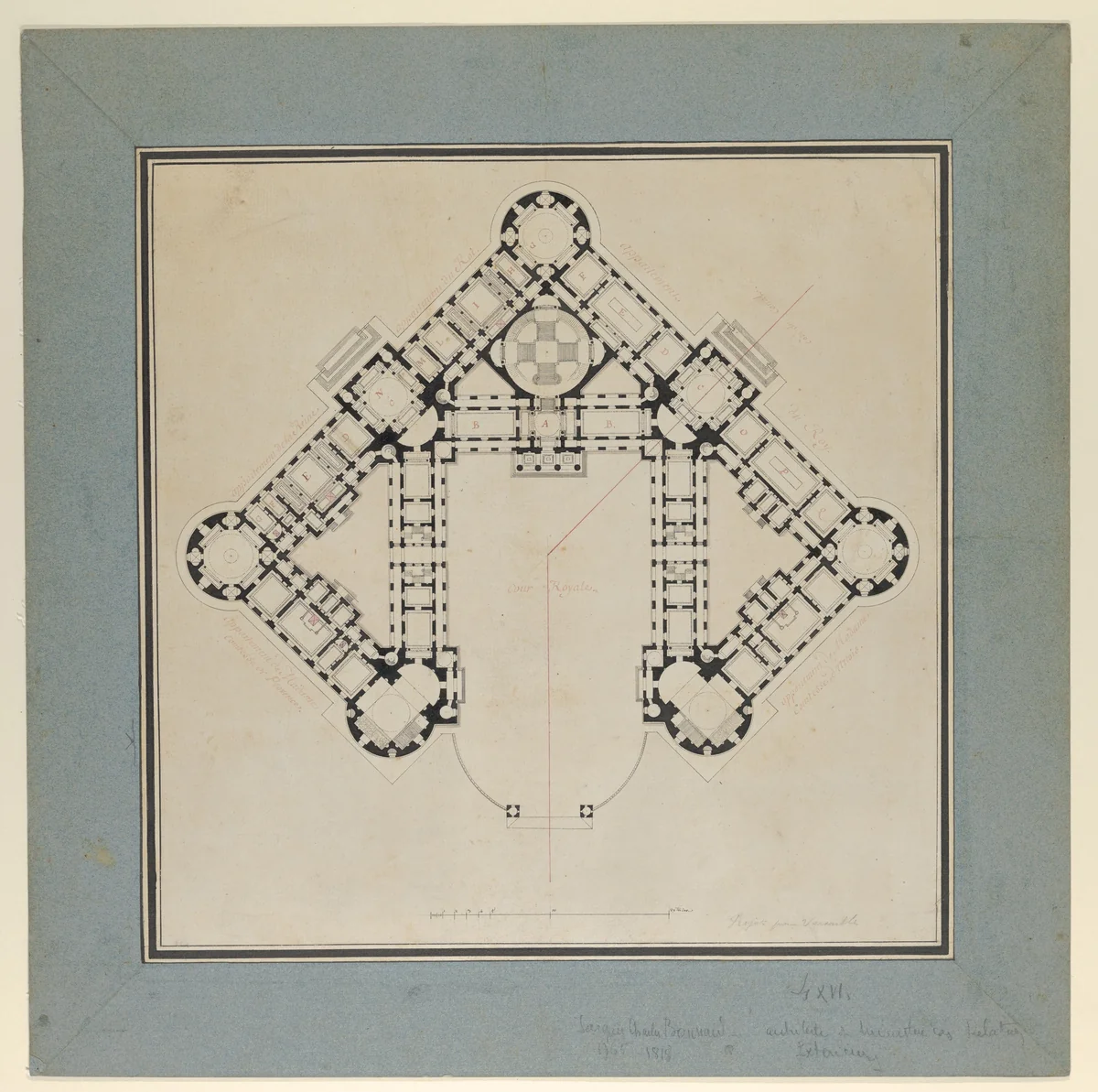 Floor Plan for the Renovations of the Château de Rambouillet by Jean Augustin Renard, drawing, 1778-1788