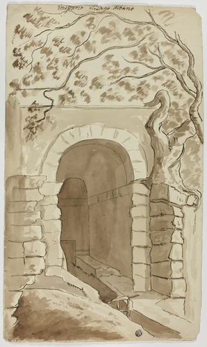 Effluent of Lake Albano by Unknown Artist, drawing, 1800-1899