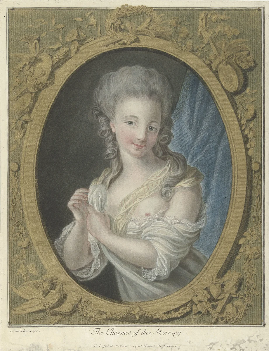 Jonge vrouw in de ochtend by Louis Marin Bonnet, print, 1776