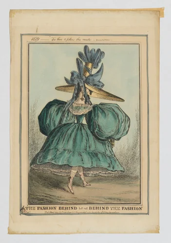 The Fashion Behind but not Behind the Fashion: 1829–T'is Thus to Follow the Mode by William Heath, print, 1829