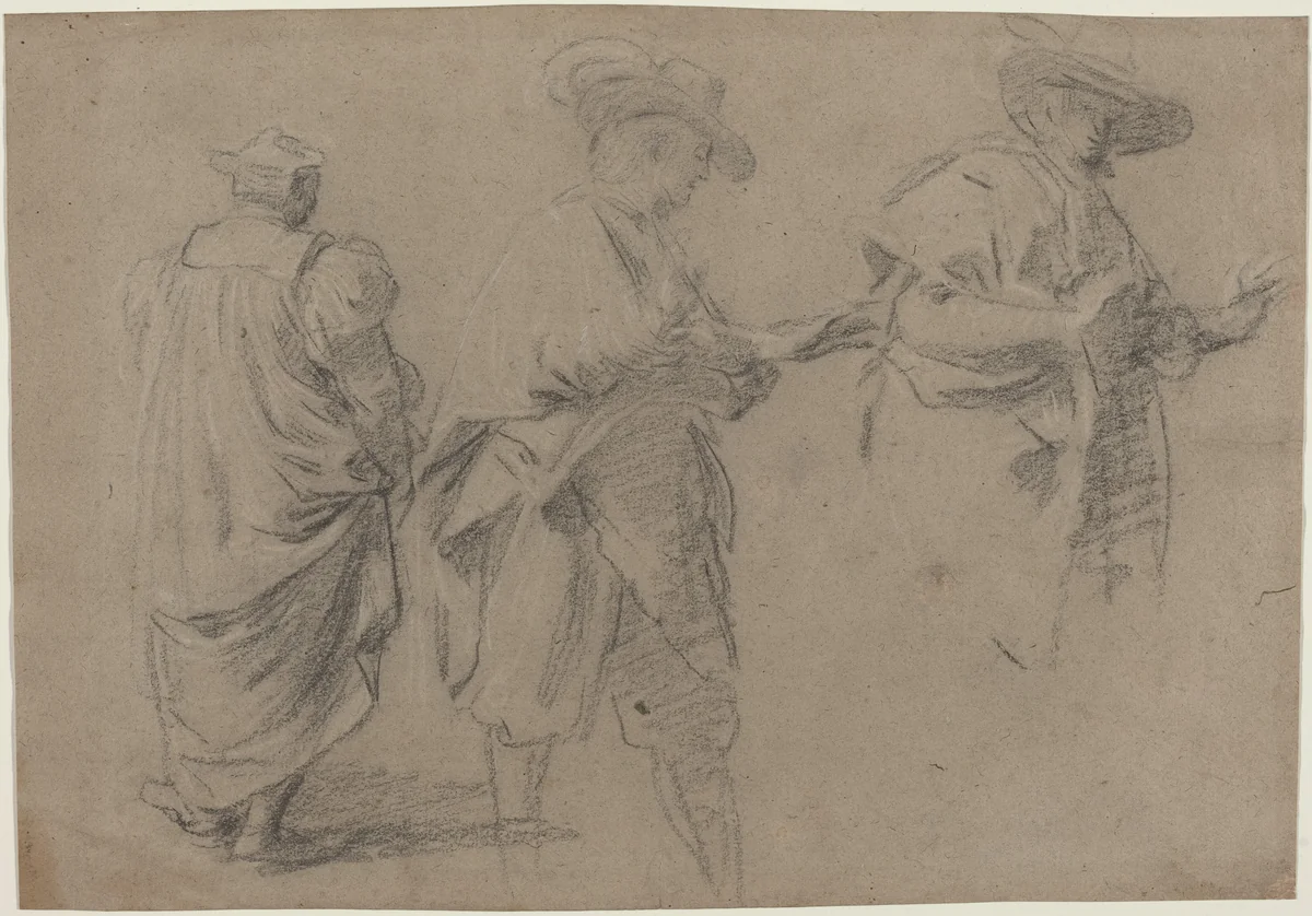 A Judge and Two Gentlemen Lawyers by Eustache Le Sueur, drawing, 1617-1655