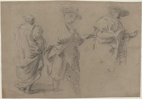 A Judge and Two Gentlemen Lawyers by Eustache Le Sueur, drawing, 1617-1655