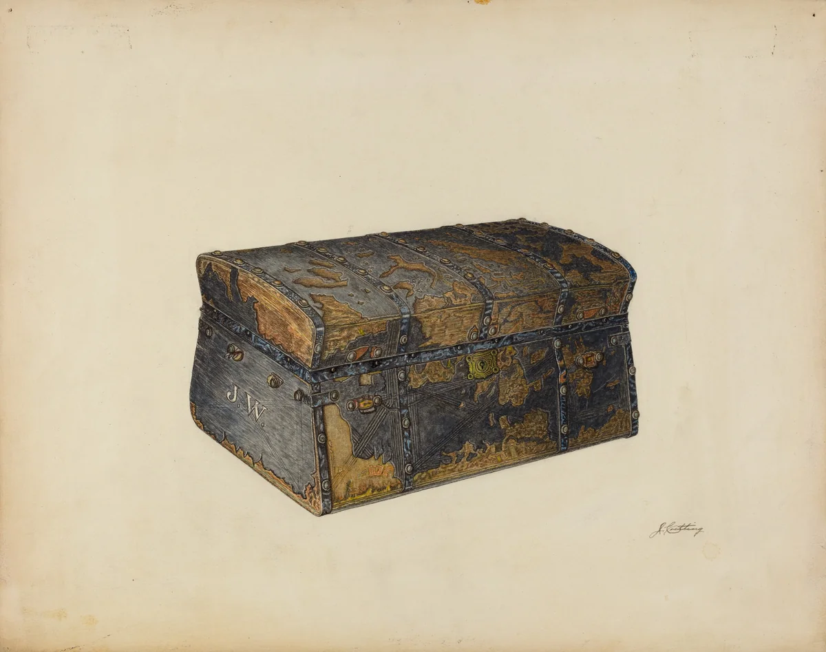Leather Covered Trunk by John Cutting, index of american design, 1939
