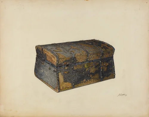 Leather Covered Trunk by John Cutting, index of american design, 1939