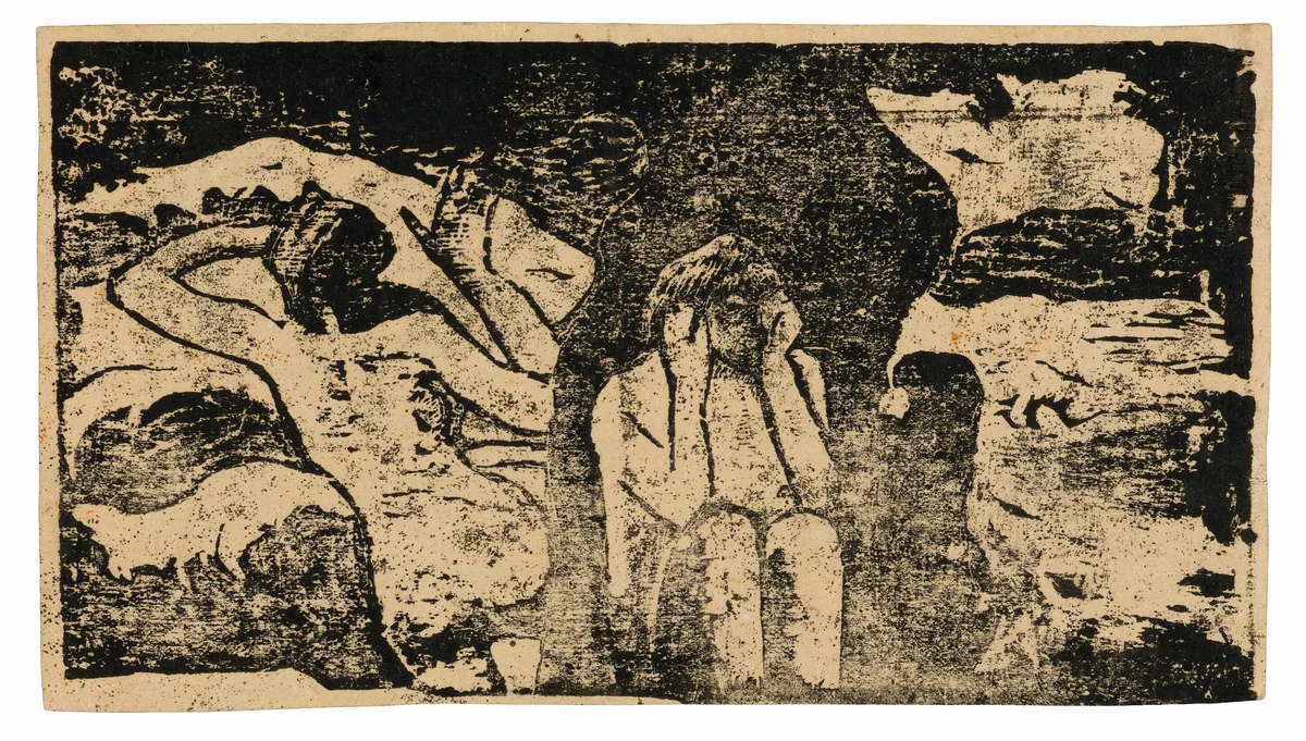 At the Black Rocks, from the Suite of Late Wood-Block Prints by Paul Gauguin, print, 1898-1899