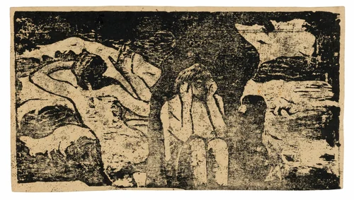 At the Black Rocks, from the Suite of Late Wood-Block Prints by Paul Gauguin, print, 1898-1899