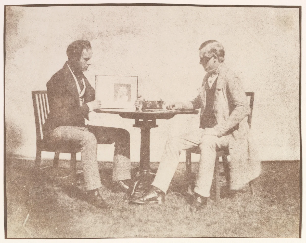 Nicolaas Henneman Showing an Album to Charles Porter by William Henry Fox Talbot, photograph, 1840-1850