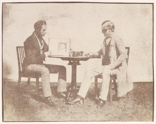 Nicolaas Henneman Showing an Album to Charles Porter by William Henry Fox Talbot, photograph, 1840-1850