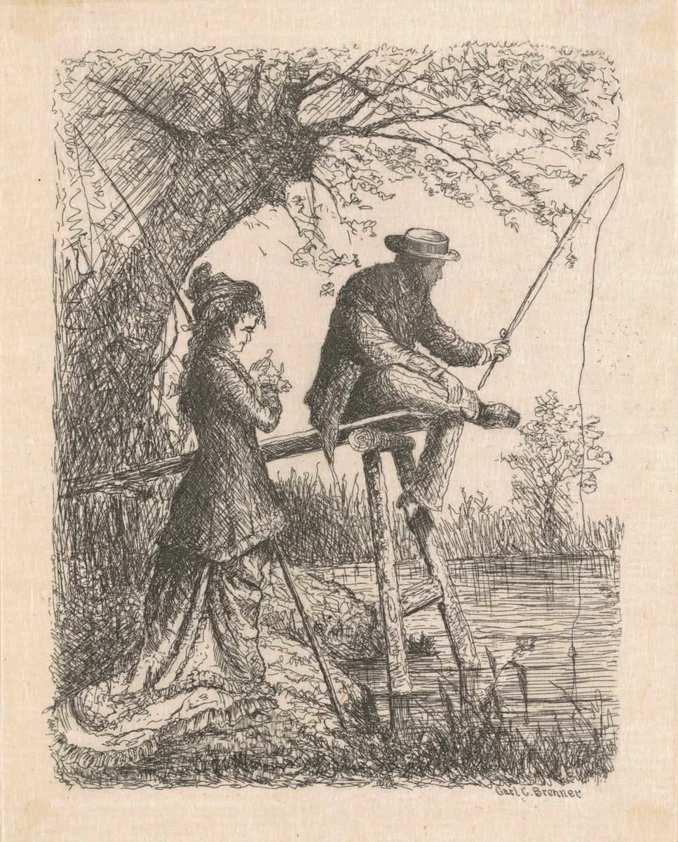 Fishing by Carl Brenner, print, 1875-1885