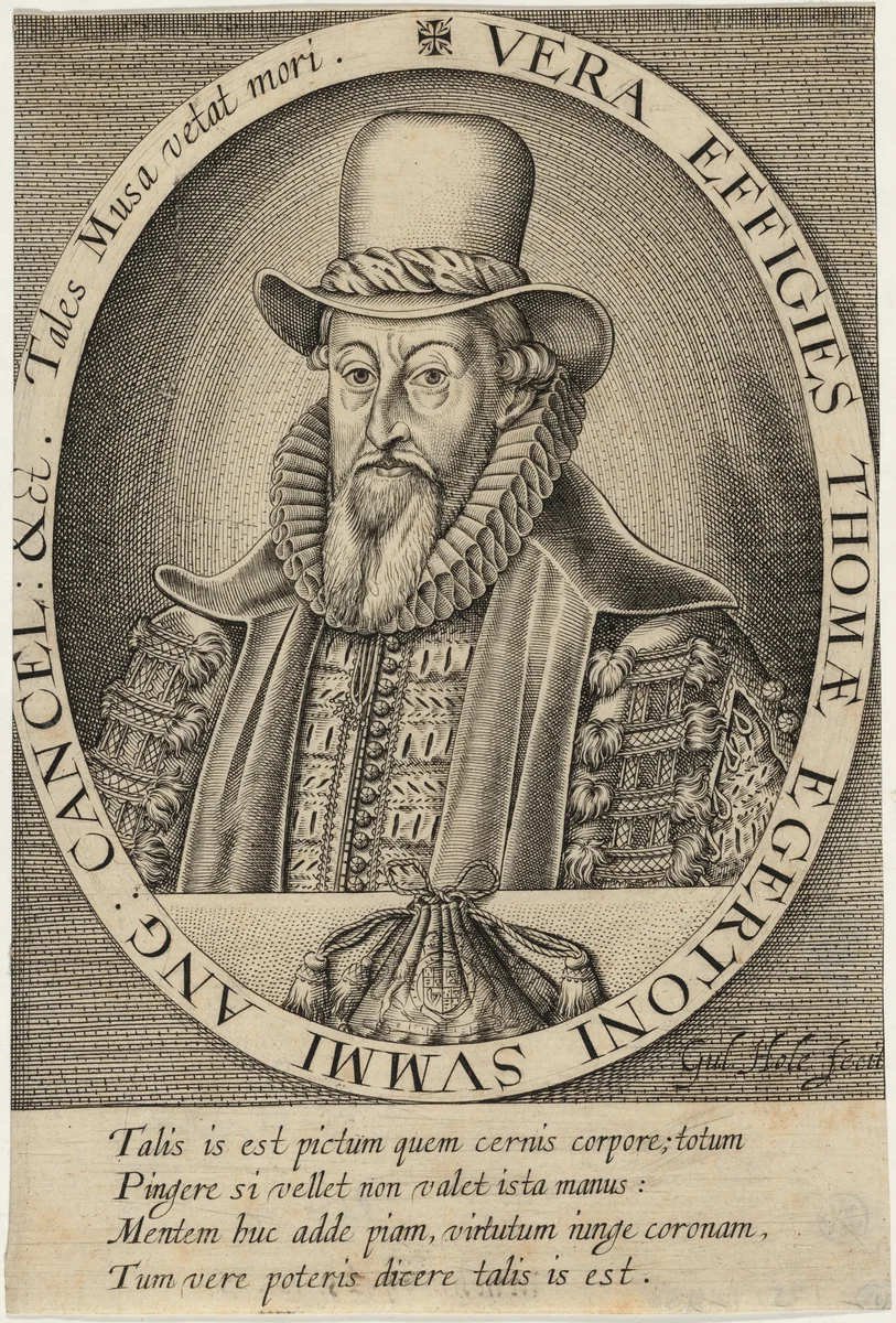 Thomas Egerton, First Viscount Brackley by William Hole, print, 1587-1624