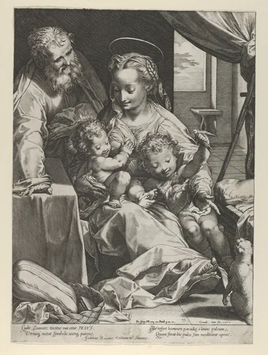 The Holy Family by Cornelis Cort, print, 1577