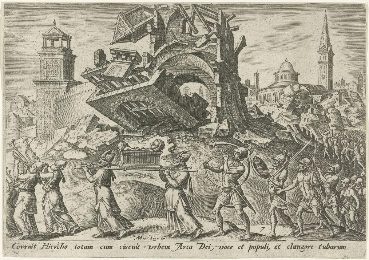 De verwoesting van Jericho by Philips Galle, print, 1569