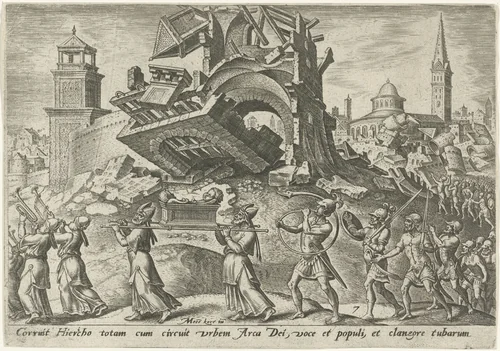 De verwoesting van Jericho by Philips Galle, print, 1569