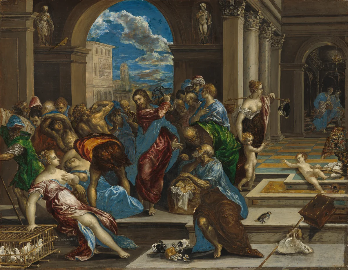Christ Cleansing the Temple by El Greco, painting, 1570