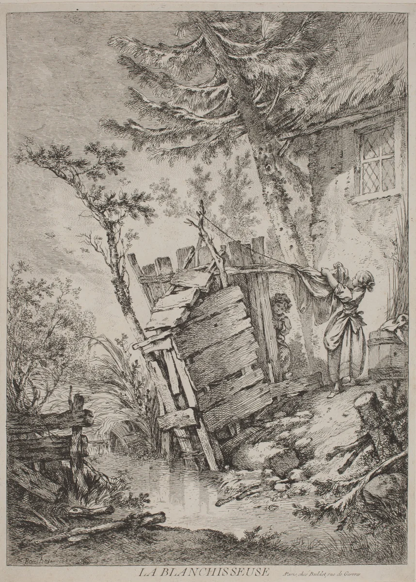 La Blanchisseuse by François Boucher, print, 1756