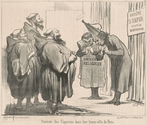 Rentrée des Capucins dans ... Paris by Honoré Daumier, print, 1851
