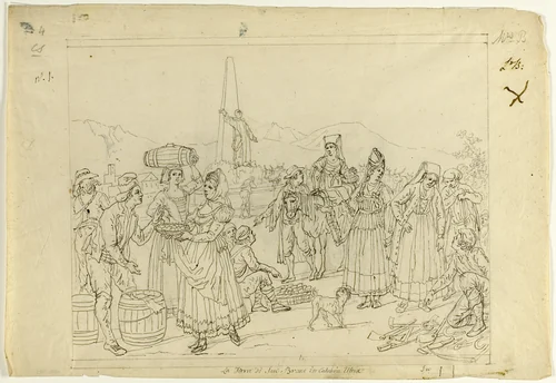 Market Scene by Saverio della Gatta, drawing, 1777-1811