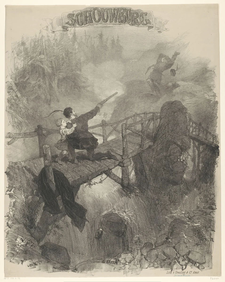 Scène uit ballet De zwarte duivel by Charles Rochussen, print, 1865-1868