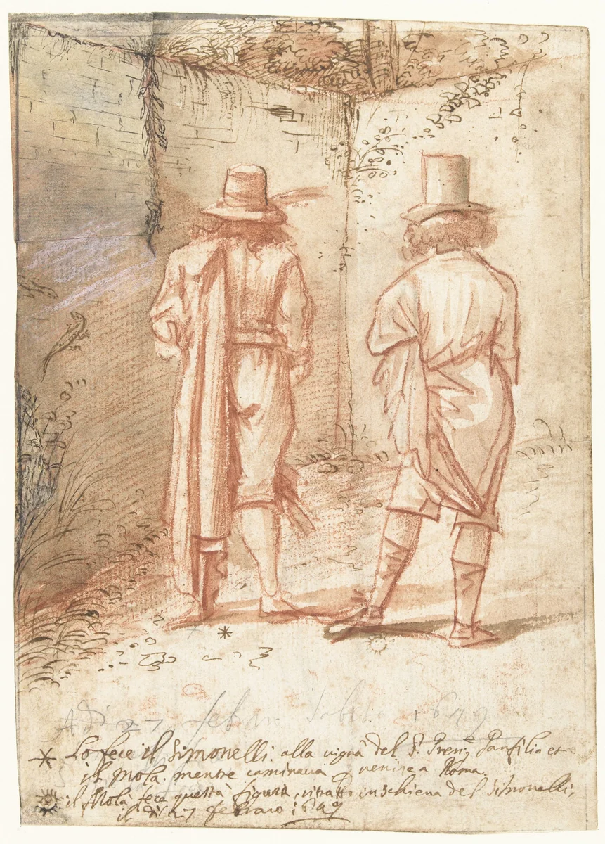 Portraits of Pier Francesco Mola and Niccolò Simonelli by Pier Francesco Mola, drawing, 1649