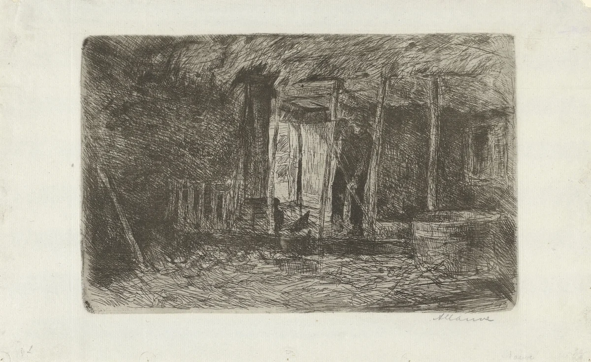 Hooischuur by Anton Mauve, print, 1848-1888