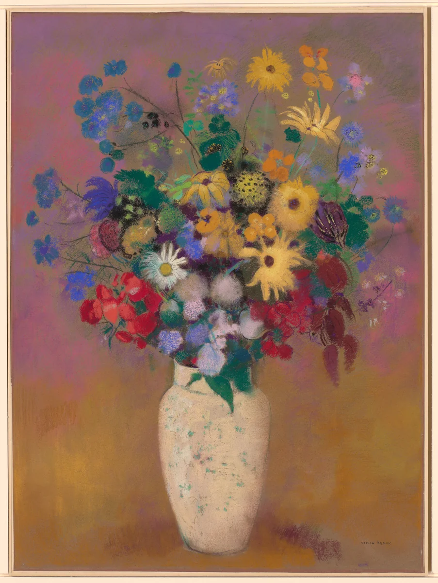 Vase of Flowers by Odilon Redon, drawing, 1912