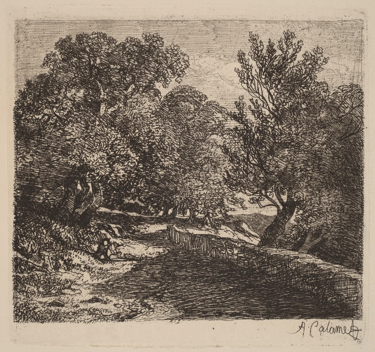 Man Resting by a Stone Wall by Alexandre Calame, portfolio, 1838-1850