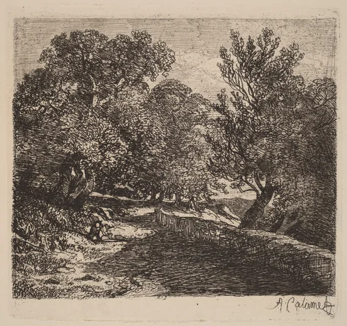 Man Resting by a Stone Wall by Alexandre Calame, portfolio, 1838-1850