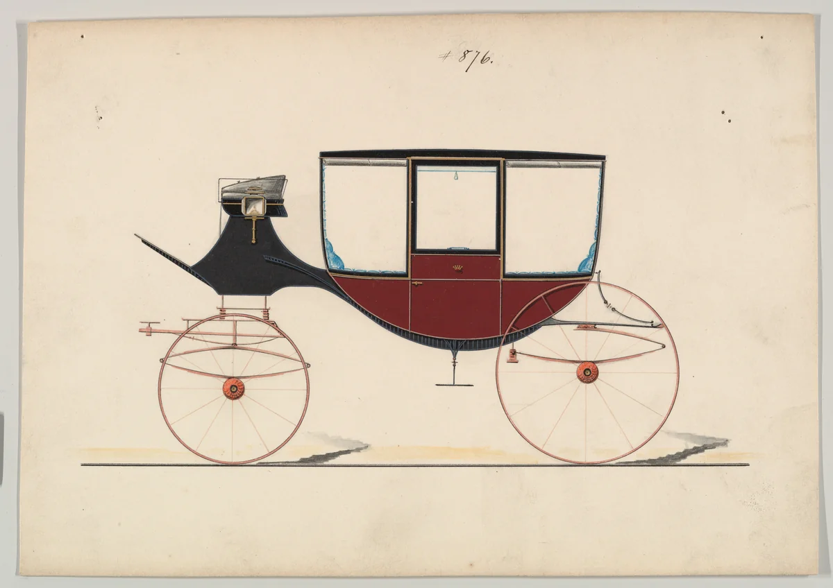 Curtain Coach #876 by Brewster & Co., drawing, 1865-1875