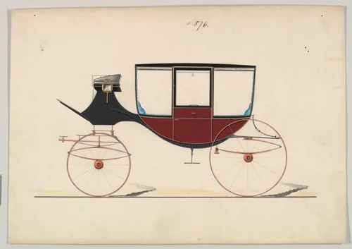 Curtain Coach #876 by Brewster & Co., drawing, 1865-1875
