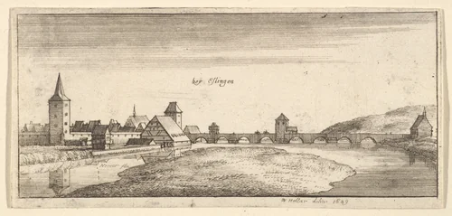 Esslingen, from "German Views" by Wenceslaus Hollar, print, 1663-1665