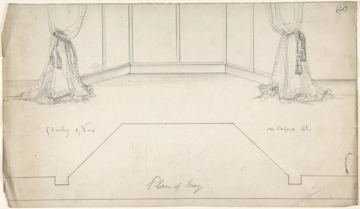 Plan for Window Bay by Charles Hindley and Sons, drawing, 1841-1884