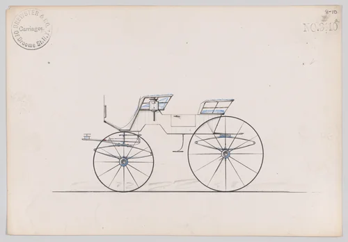 Design for 4 seat Phaeton, no top, no. 3110a by Brewster & Co., drawing, 1850-1910
