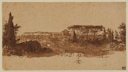 Roman Landscape by Claude Lorrain, drawing, 1636-1700