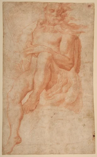 Study for the Figure of Aeolus by Pellegrino Tibaldi, drawing, 1549-1551