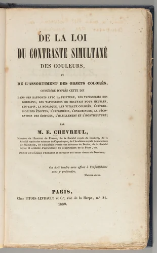 De la loi du contraste simultané des couleurs, et de l'assortiment des objets colorés, considéré d'après cette loi by Michel Eugène Chevreul, artwork, 1839