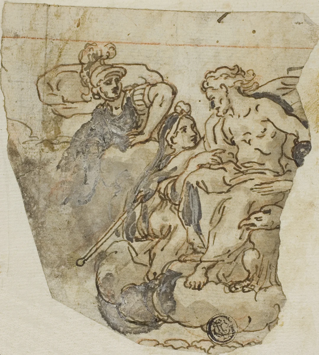 Zeus and Psyche by Lazzo Tavarone or Andrea Lilio, drawing, 1576-1641