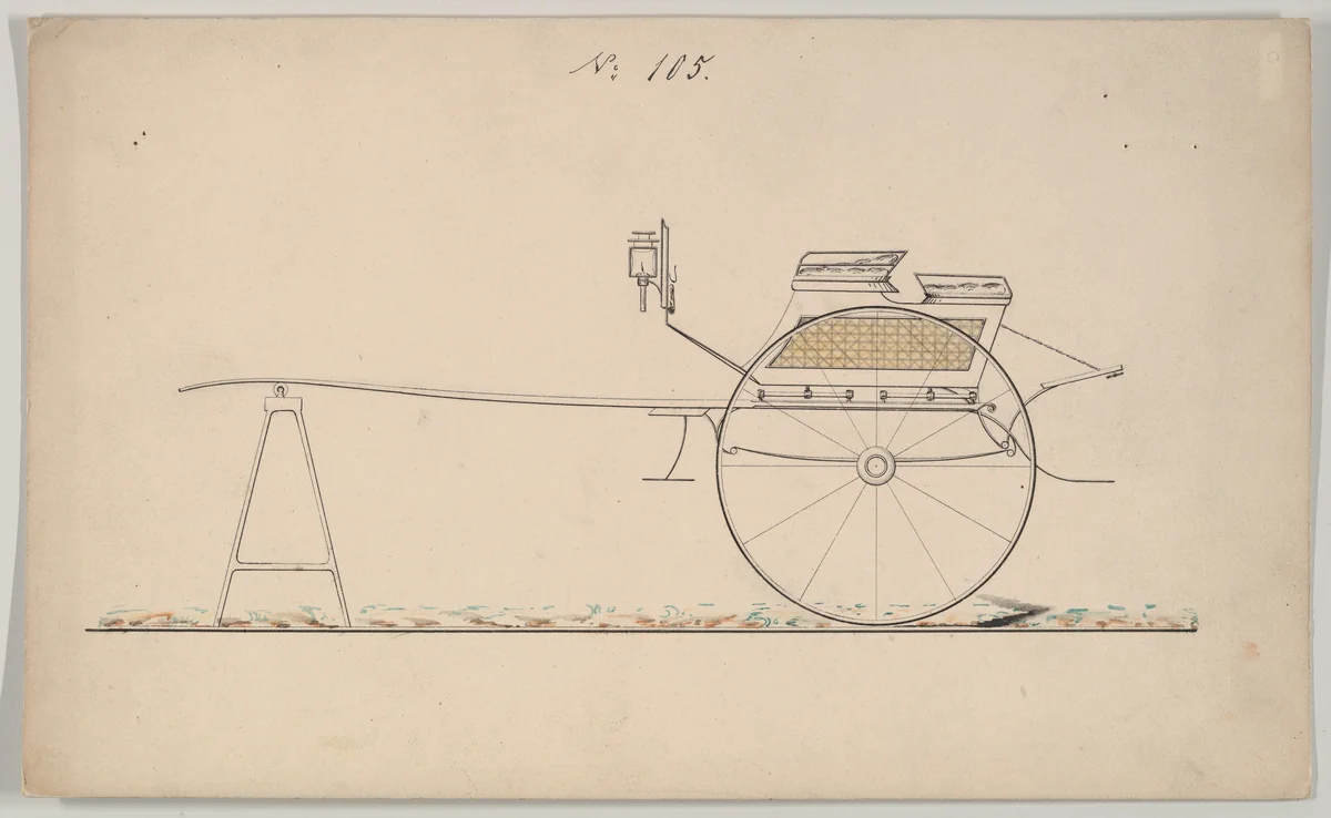 Four Seat Dog Cart #105 by Brewster & Co., drawing, 1850-1865