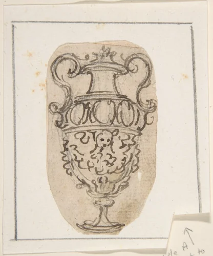 Outline of Design for a Vase with Two Handles by Giovanni Battista Foggini, drawing, 1652-1725