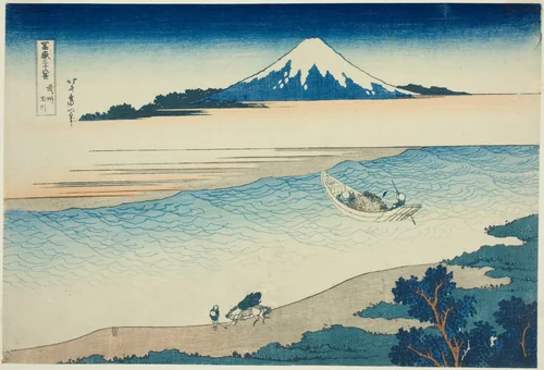Tama River in Musashi Province (Bushu Tamagawa), from the series "Thirty-six Views of Mount Fuji (Fugaku sanjurokkei)" by Katsushika Hokusai (葛飾 北斎), print, 1825-1837