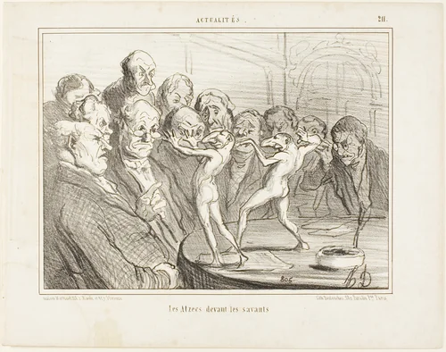 The Aztecs before the scientists, plate 211 from Actualités by Honoré-Victorin Daumier, print, 1855