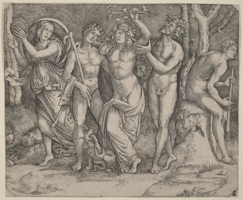 Bacchus and His Attendants by Jacopo Francia, print, 1506