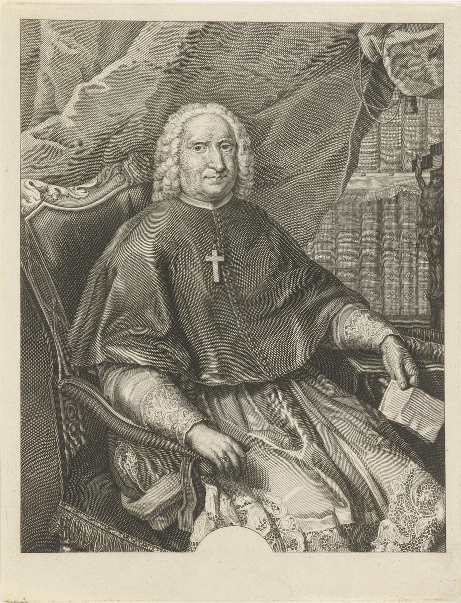 Portret van Theodorus van der Croon by Jacob Folkema, print, 1702-1767